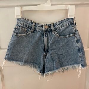 PACSUN Medium Blue Frayed High Waisted Denim Festival Shorts Size 22